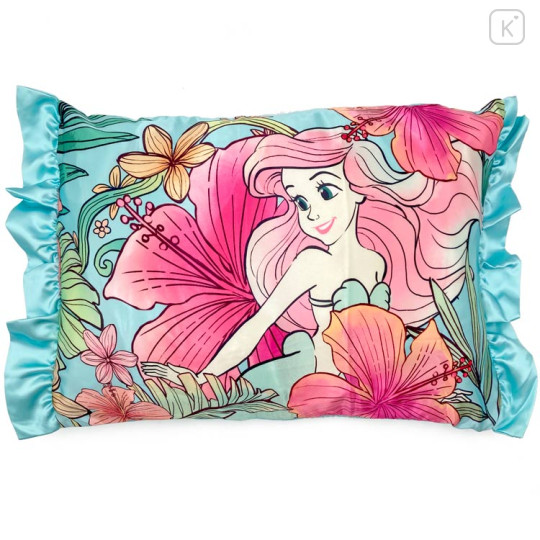 Japan Disney Silky Touch Pillow Cover - Ariel / Flower - 1