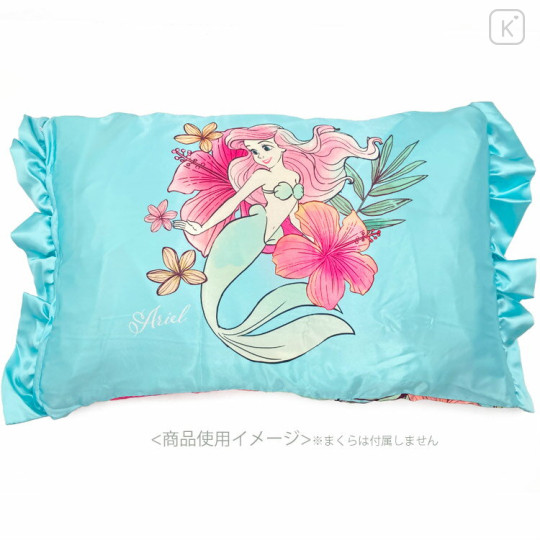 Japan Disney Silky Touch Pillow Cover - Ariel / Flower - 2