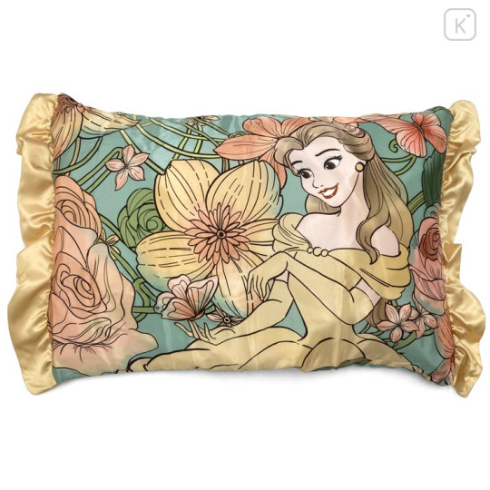 Japan Disney Silky Touch Pillow Cover - Belle / Flower - 1