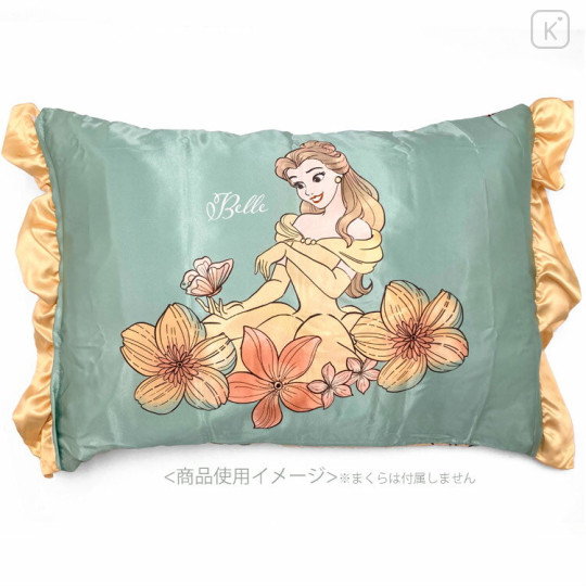 Japan Disney Silky Touch Pillow Cover - Belle / Flower - 2