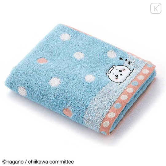 Japan Chiikawa Embroidery Face Towel - Chiikawa / Blue Dots - 1