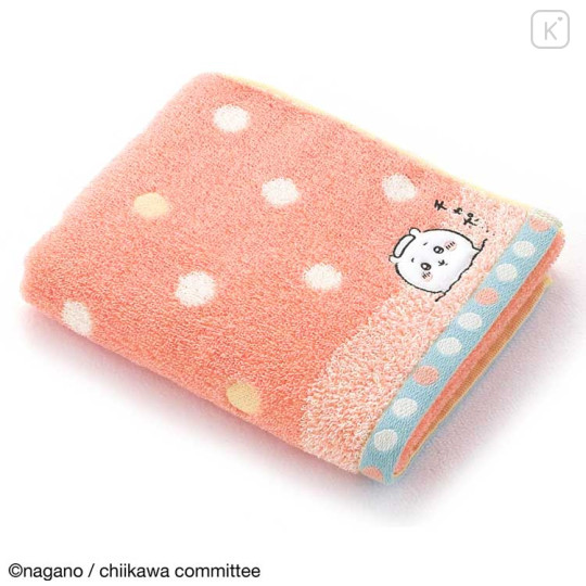 Japan Chiikawa Embroidery Face Towel - Chiikawa / Pink Dots - 1