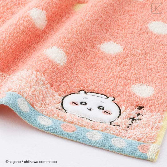 Japan Chiikawa Embroidery Face Towel - Chiikawa / Pink Dots - 2