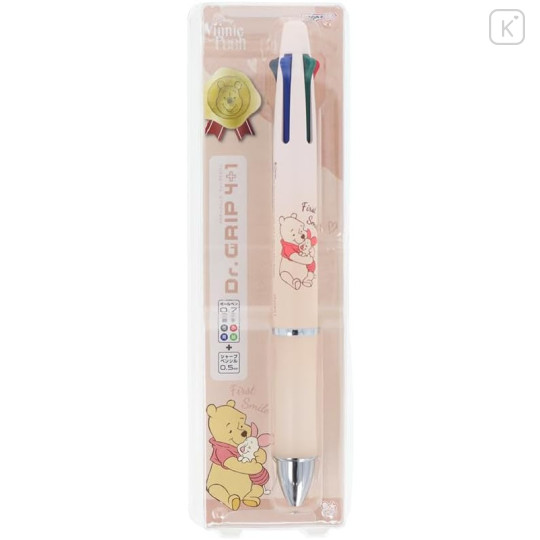 Japan Disney Dr. Grip 4+1 Multi Pen & Mechanical Pencil - Piglet & Pooh - 1