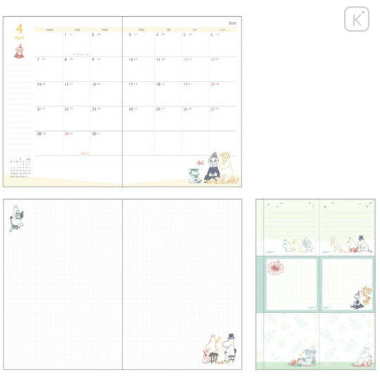 Japan Moomin B6 Planner Monthly Schedule Book - Little My / Red Flower 2025 - 3