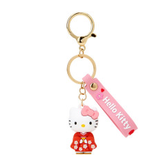 Japan Sanrio Rubber 3D Keychain - Hello Kitty / Wafuku