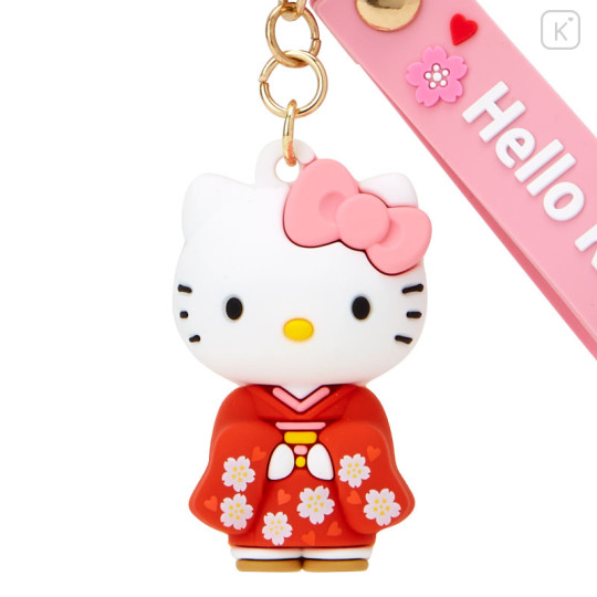 Japan Sanrio Rubber 3D Keychain - Hello Kitty / Wafuku - 3