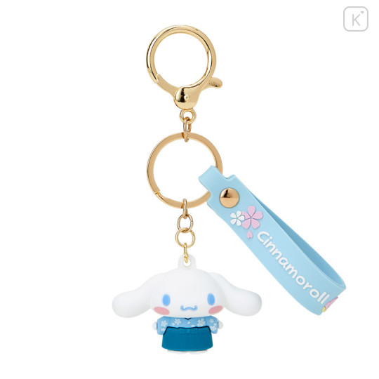 Japan Sanrio Rubber 3D Keychain - Cinnamoroll / Wafuku - 1