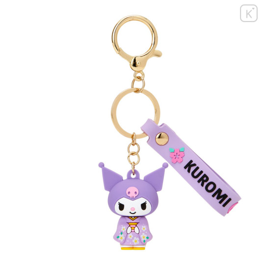 Japan Sanrio Rubber 3D Keychain - Kuromi / Wafuku - 1