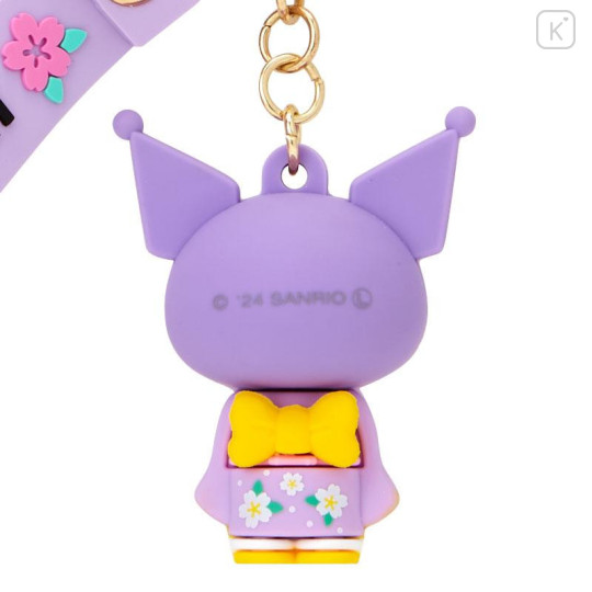 Japan Sanrio Rubber 3D Keychain - Kuromi / Wafuku - 4