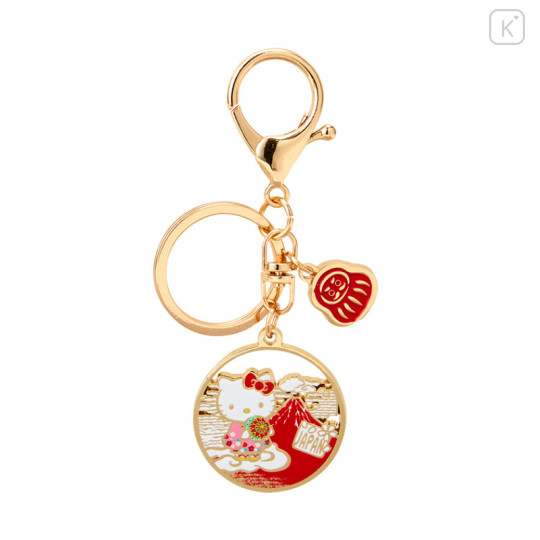 Japan Sanrio Cast Ring Keychain - Hello Kitty / Kimono - 1