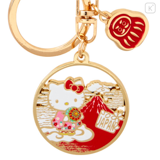 Japan Sanrio Cast Ring Keychain - Hello Kitty / Kimono - 2