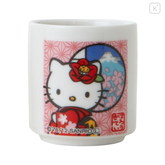 Japan Sanrio Ceramic Sake Cup 5pcs - Hello Kitty / Kimono - 6