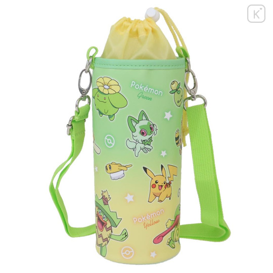 Japan Pokemon Plastic Bottle Holder - Fidough & Pikachu & Sprigatito / Gradient Green & Yellow #43802 - 1