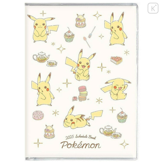 Japan Pokemon A6 Planner Monthly Schedule Book - Pikachu / Enjoy Tea Time 2025 - 1