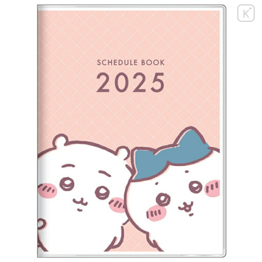 Japan Chiikawa A6 Planner Monthly Schedule Book - Chiikawa & Hachiware & Rabbit / Pink 2025 - 1