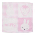 Japan Miffy Mini Towel Jacquard Handkerchief - Miffy / Strawberry Pink Gingham - 1