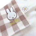 Japan Miffy Mini Towel Handkerchief - Miffy / Flower Brown Gingham - 2