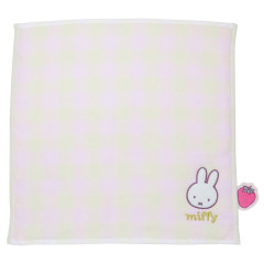 Japan Miffy Mini Towel Handkerchief - Miffy / Strawberry Pink Gingham