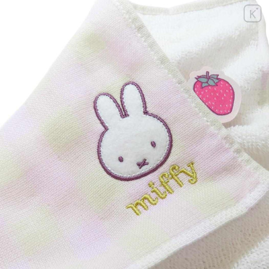 Japan Miffy Mini Towel Handkerchief - Miffy / Strawberry Pink Gingham - 2