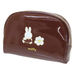 Japan Miffy Round Pouch - Miffy / Flower Brown