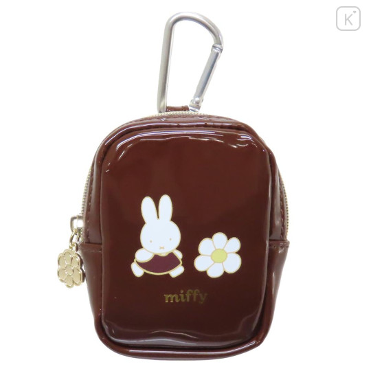 Japan Miffy Square Mini Pouch - Miffy / Flower Brown - 1