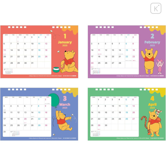 Japan Disney Desk Calendar - Pooh / 2025 - 2