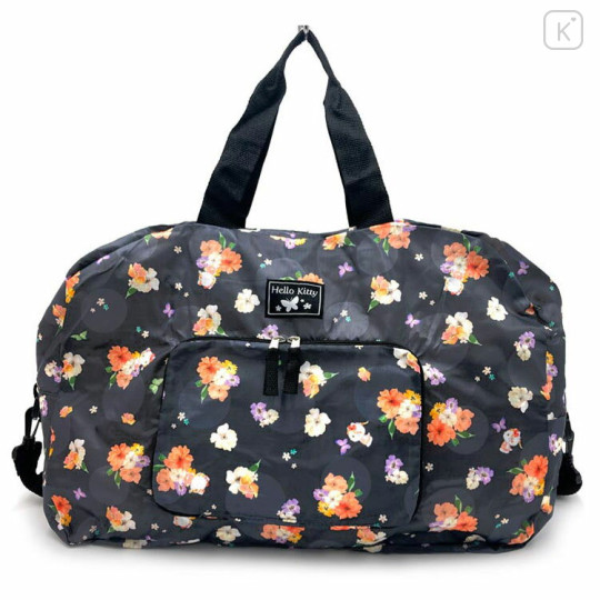 Japan Sanrio Folding Boston Bag - Hello Kitty / Watercolor Flower - 1