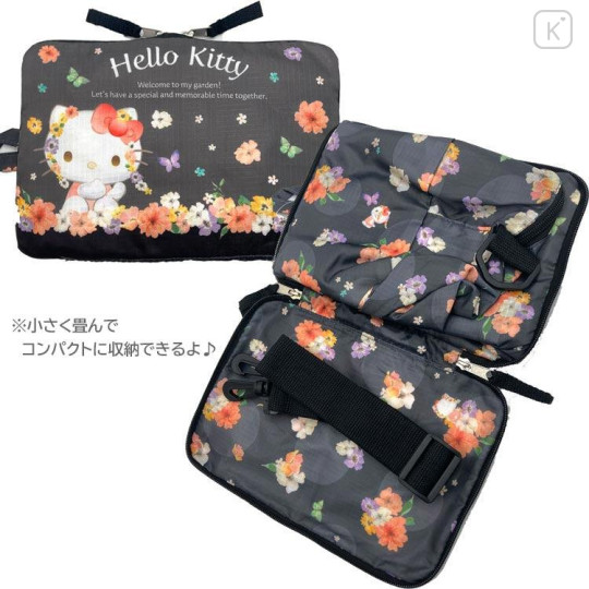 Japan Sanrio Folding Boston Bag - Hello Kitty / Watercolor Flower - 4