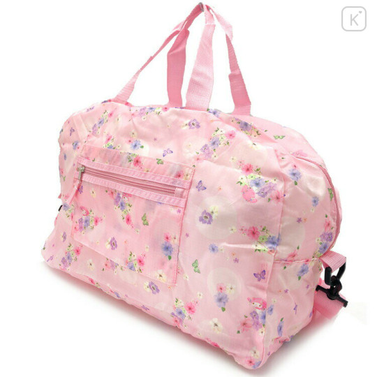 Japan Sanrio Folding Boston Bag - My Melody / Watercolor Flower - 2