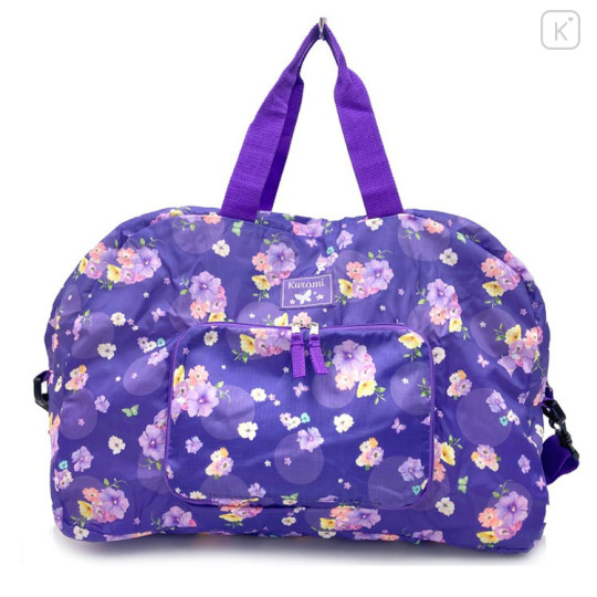 Japan Sanrio Travel Folding Boston Bag - Kuromi : Watercolor Flower - 1