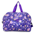 Japan Sanrio Folding Boston Bag - Kuromi / Watercolor Flower - 1