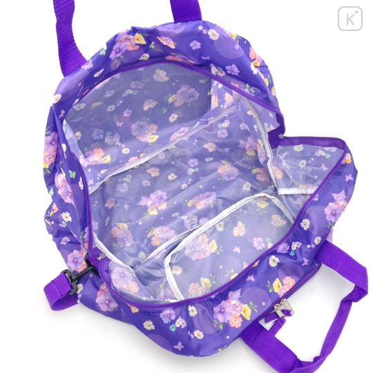 Japan Sanrio Travel Folding Boston Bag - Kuromi : Watercolor Flower - 3