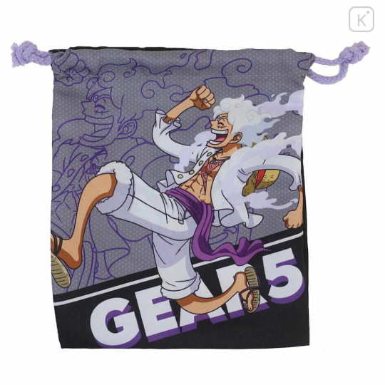 Japan One Piece Mini Drawstring Pouch - Monkey D Luffy Gear 5 Black - 1