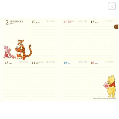 Japan Disney B6 Planner Weekly Schedule Book - Winnie the Pooh / Bee Eating 2025 - 4