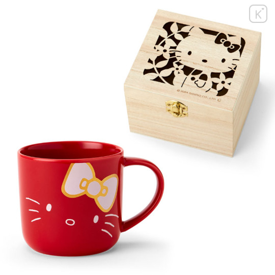 Japan Sanrio Mug with Wooden Box - Hello Kitty / Red - 1