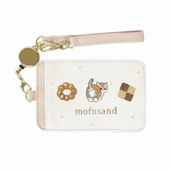 Japan Mofusand Pass Case Card Holder With Reel - Cat / Sweets Nyan