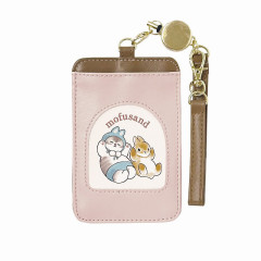 Japan Mofusand Pass Case Card Holder With Reel - Cat / Rabbit Nyan