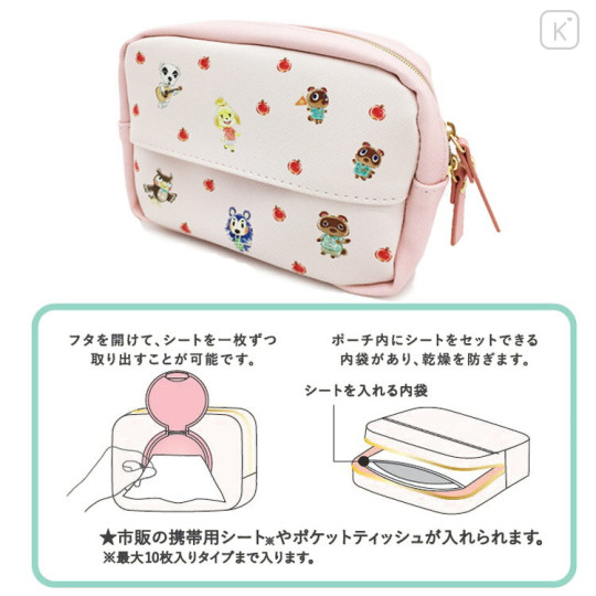 Japan Animal Crossing Seepo Wet Wipe Pocket Pouch - Pink - 3