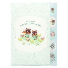 Japan Animal Crossing 5 Pockets A4 Clear File - Green