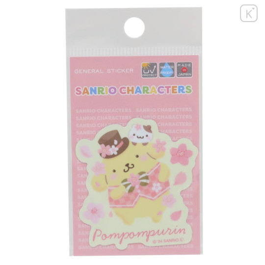 Japan Sanrio Vinyl Sticker - Pompompurin / Sakura - 1