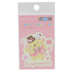 Japan Sanrio Vinyl Sticker - Pompompurin / Sakura