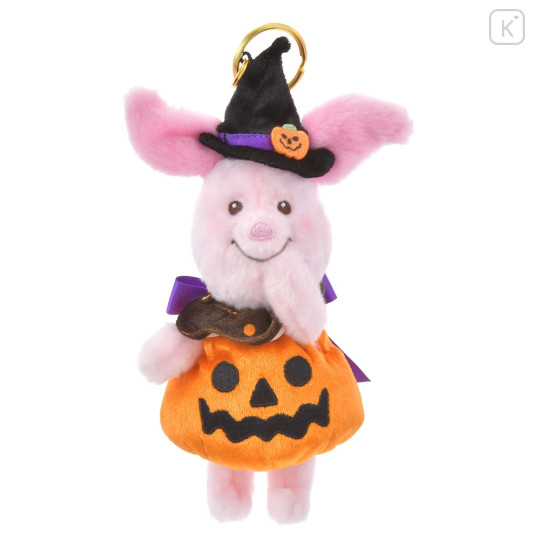 Japan Disney Store Fluffy Plush Keychain - Piglet : Halloween Pumpkin - 1