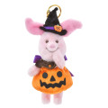 Japan Disney Store Fluffy Plush Keychain - Piglet : Halloween Pumpkin - 1