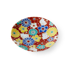 Japan Sanrio Kutani Ware Small Plate - Hello Kitty / Plum and Chrysanthemum