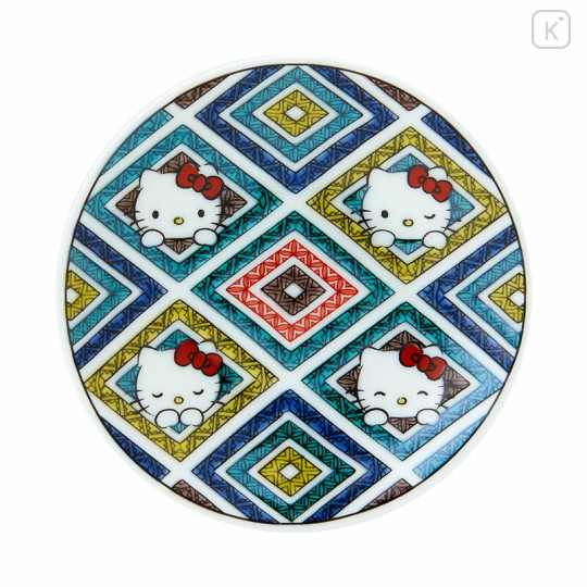 Japan Sanrio Kutani Ware Small Plate - Hello Kitty / Diamond Pattern - 2