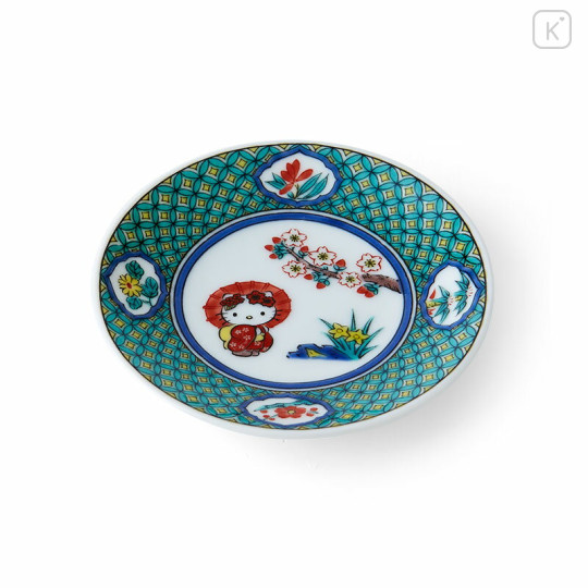 Japan Sanrio Kutani Ware Small Plate - Hello Kitty / Geometric Pattern - 1