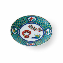 Japan Sanrio Kutani Ware Small Plate - Hello Kitty / Geometric Pattern