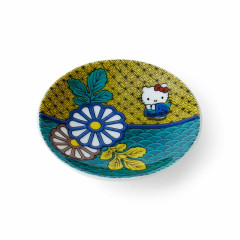 Japan Sanrio Kutani Ware Small Plate - Hello Kitty / Blue Chrysanthemum