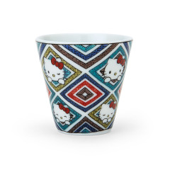 Japan Sanrio Kutani Ware Mini Sake Cup - Hello Kitty / Diamond Pattern